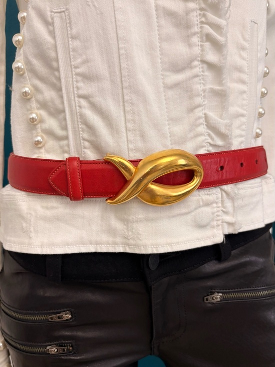 Robert Lee Morris Genuine Leather Belt with Gold Knot Buckle - Women Accessories main image 7